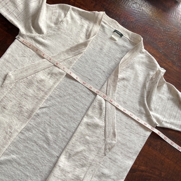 J Crew Open Front Cardigan Ivory Brown Space Dye Size Large - Picture 8 of 10